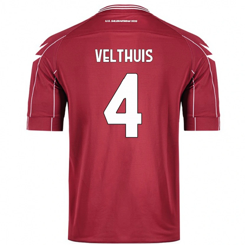 Danxen Kinder Tijs Velthuis #4 Burgundrot Heimtrikot Trikot 2024/25 T-Shirt Schweiz