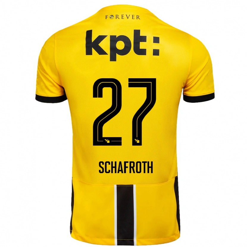 Danxen Kinder Reto Schafroth #27 Gelb Schwarz Heimtrikot Trikot 2024/25 T-Shirt Schweiz