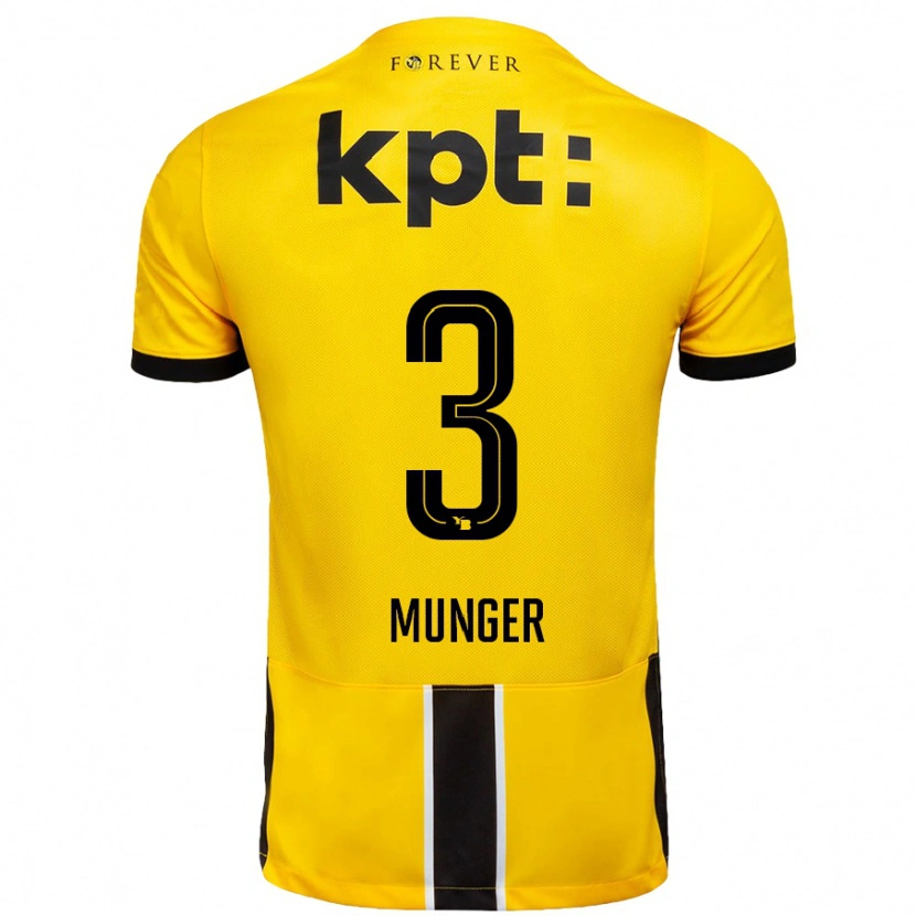 Danxen Kinder Noa Münger #3 Gelb Schwarz Heimtrikot Trikot 2024/25 T-Shirt Schweiz