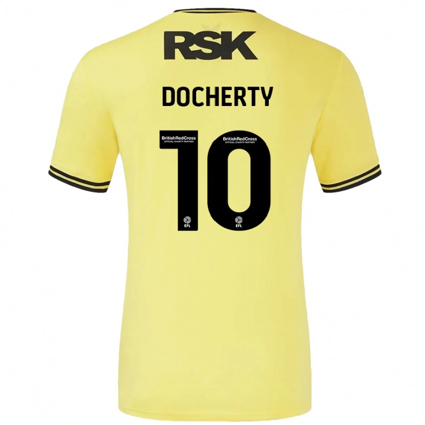 Danxen Kinder Greg Docherty #10 Gelb Schwarz Auswärtstrikot Trikot 2024/25 T-Shirt Schweiz