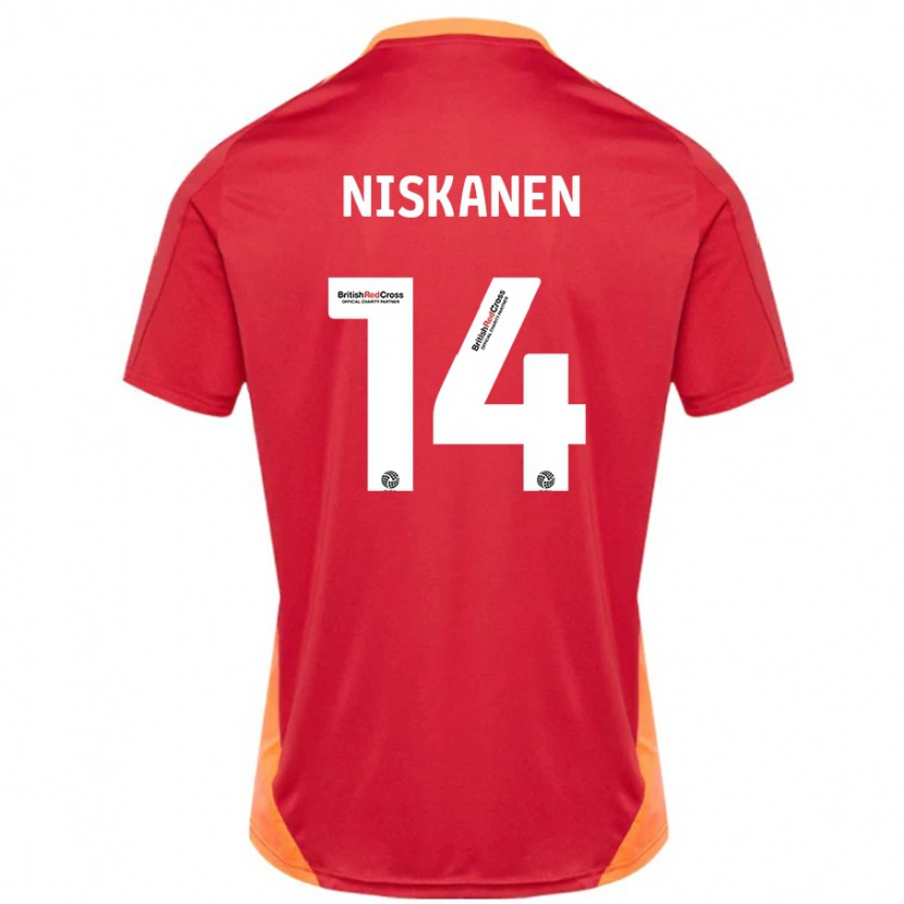 Danxen Kinder Ilmari Niskanen #14 Blau Cremeweiß Auswärtstrikot Trikot 2024/25 T-Shirt Schweiz