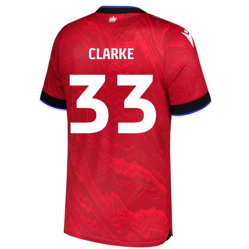 Danxen Kinder John Clarke #33 Rot Schwarz Auswärtstrikot Trikot 2024/25 T-Shirt Schweiz