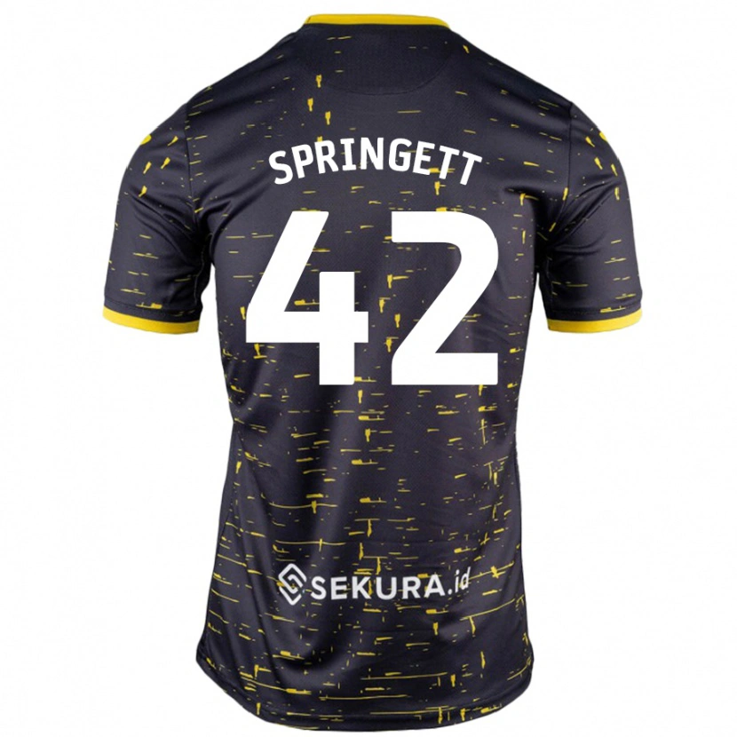 Danxen Kinder Tony Springett #42 Schwarz Gelb Auswärtstrikot Trikot 2024/25 T-Shirt Schweiz