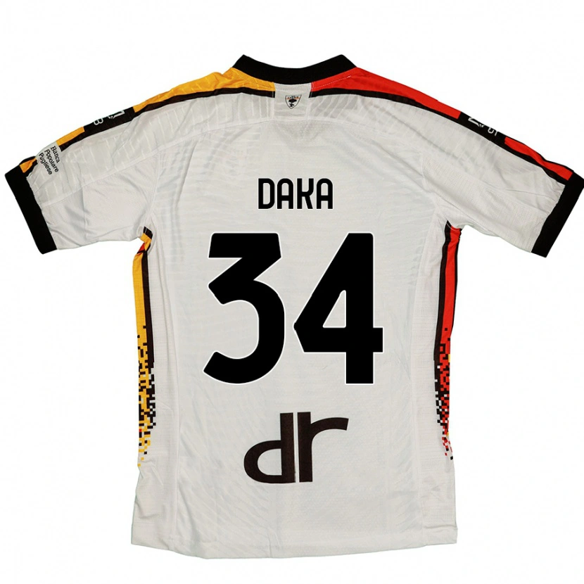 Danxen Kinder Dario Daka #34 Weiß Schwarz Auswärtstrikot Trikot 2024/25 T-Shirt Schweiz