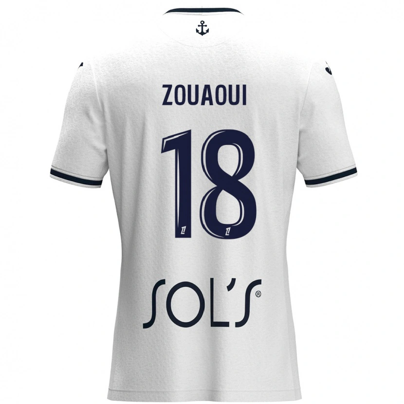 Danxen Kinder Yanis Zouaoui #18 Weiß Dunkelblau Auswärtstrikot Trikot 2024/25 T-Shirt Schweiz