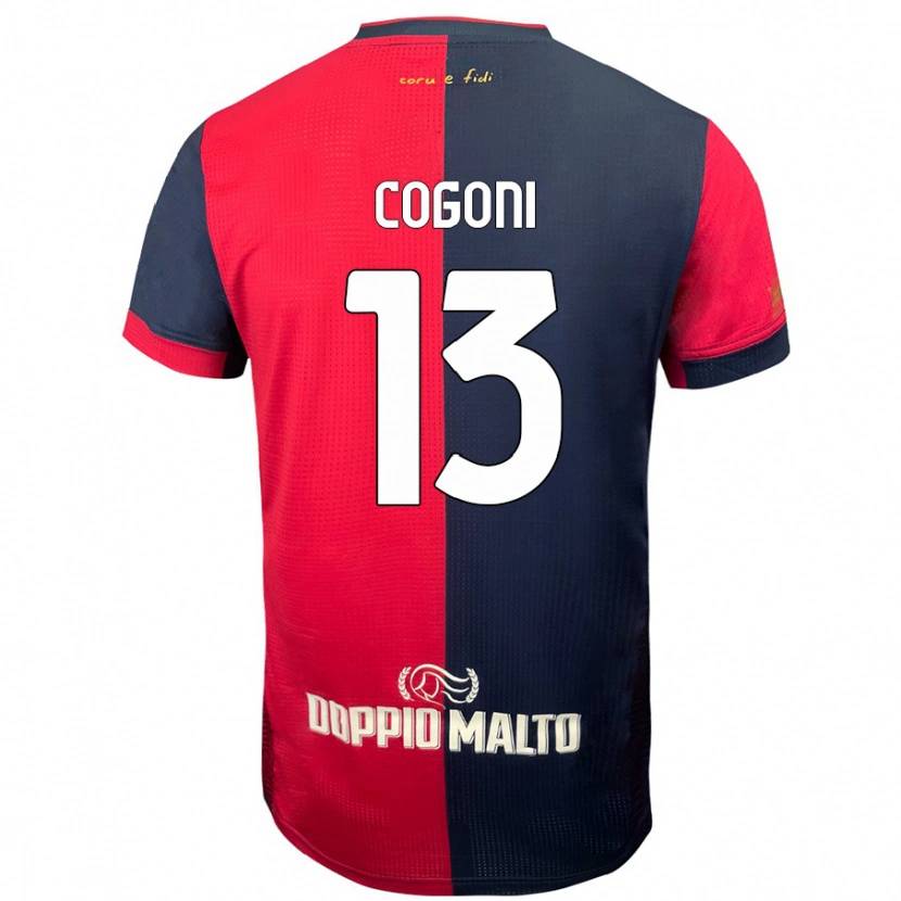 Danxen Herren Andrea Cogoni #13 Rot Dunkleres Blau Heimtrikot Trikot 2024/25 T-Shirt Schweiz