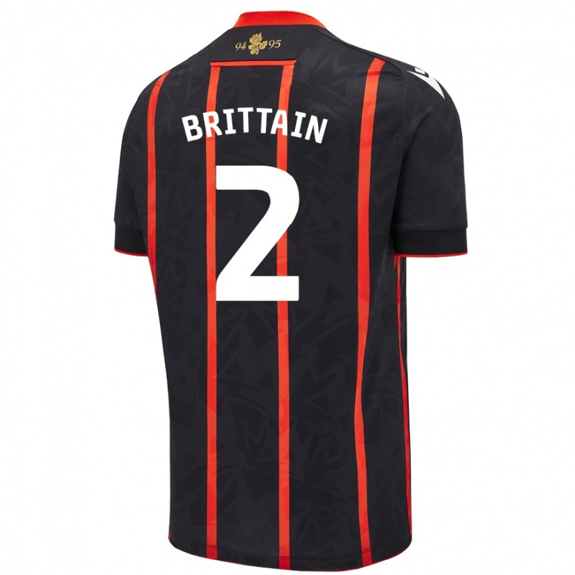 Danxen Herren Callum Brittain #2 Schwarz Rot Auswärtstrikot Trikot 2024/25 T-Shirt Schweiz