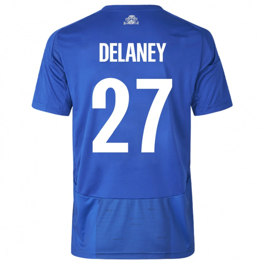 Danxen Herren Thomas Delaney #27 Weiß Blau Auswärtstrikot Trikot 2024/25 T-Shirt Schweiz