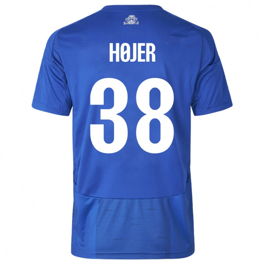Danxen Herren Oliver Højer #38 Weiß Blau Auswärtstrikot Trikot 2024/25 T-Shirt Schweiz