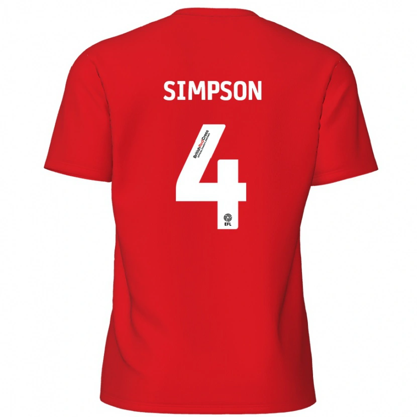 Danxen Damen Jack Simpson #4 Rot Heimtrikot Trikot 2024/25 T-Shirt Schweiz