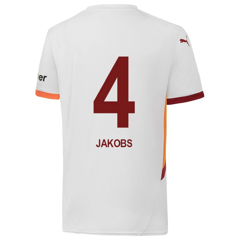 Danxen Kinder Ismail Jakobs #4 Weiß Gelb Rot Auswärtstrikot Trikot 2024/25 T-Shirt Schweiz