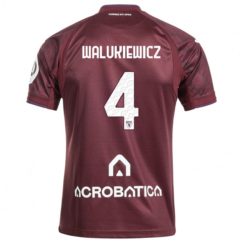 Danxen Herren Sebastian Walukiewicz #4 Kastanienbraun Weiß Heimtrikot Trikot 2024/25 T-Shirt Schweiz